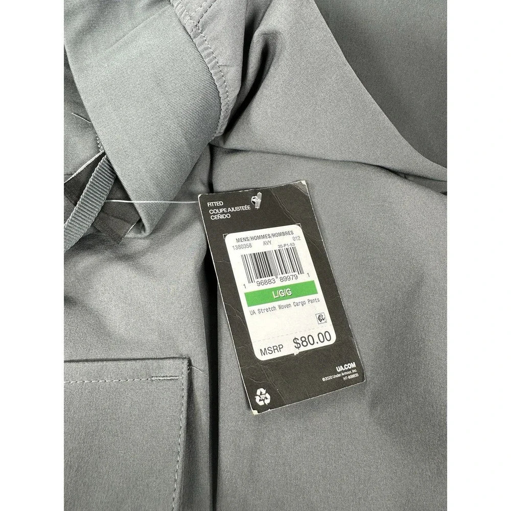 Size L Under Armour Men's UA Stretch Woven Cargo Pants Gray 1380358-012 NEW